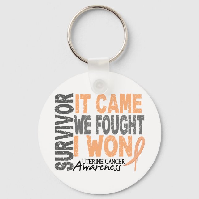 Uterine Cancer Survivor It Came We Fought I Won Keychain (Front)
