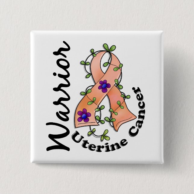Uterine Cancer Warrior 15 2 Inch Square Button (Front)
