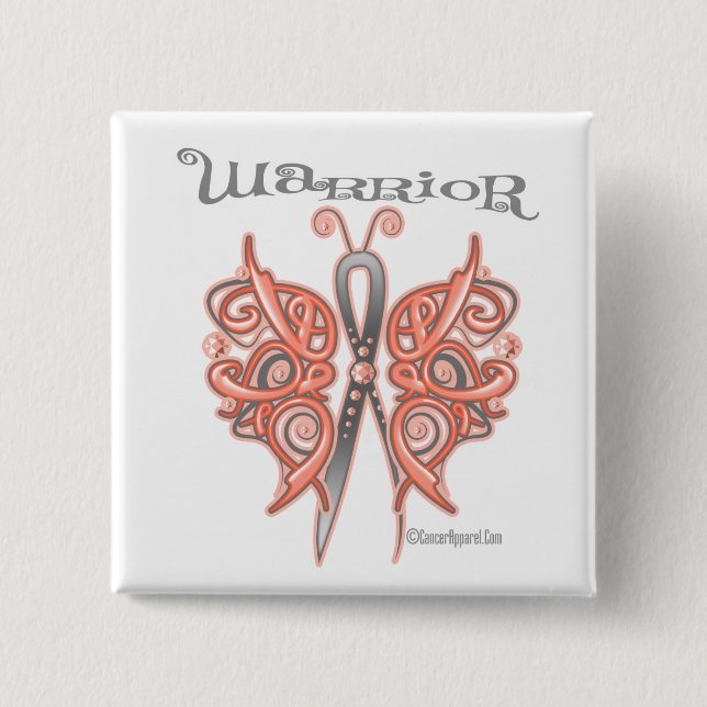 Uterine Cancer Warrior Celtic Butterfly 2 Inch Square Button (Front)