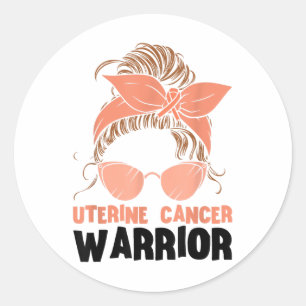Uterine Cancer Warrior Messy Endometrial Cancer Aw Classic Round Sticker