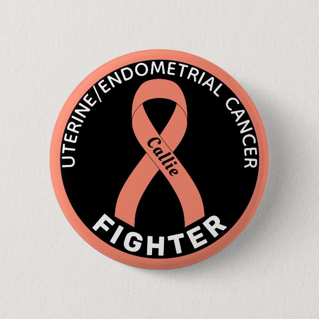 Uterine Endometrial Cancer Fighter Ribbon Black 2 Inch Round Button (Front)