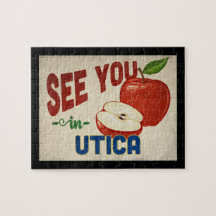 Utica New York Apple - Vintage Travel Jigsaw Puzzle