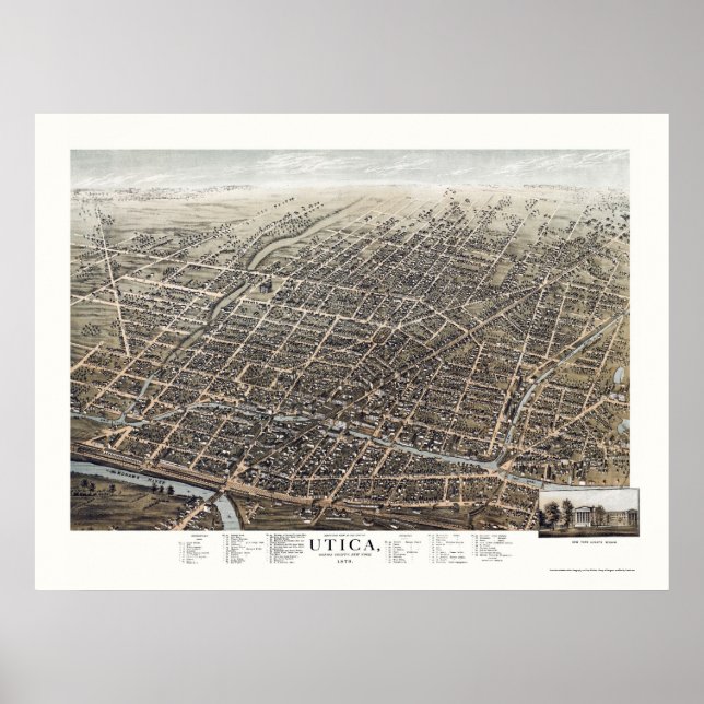 Utica, NY Panoramic Map - 1873 Poster (Front)