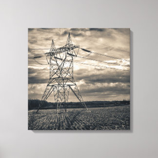 Utility Pole in Field Canvas Print