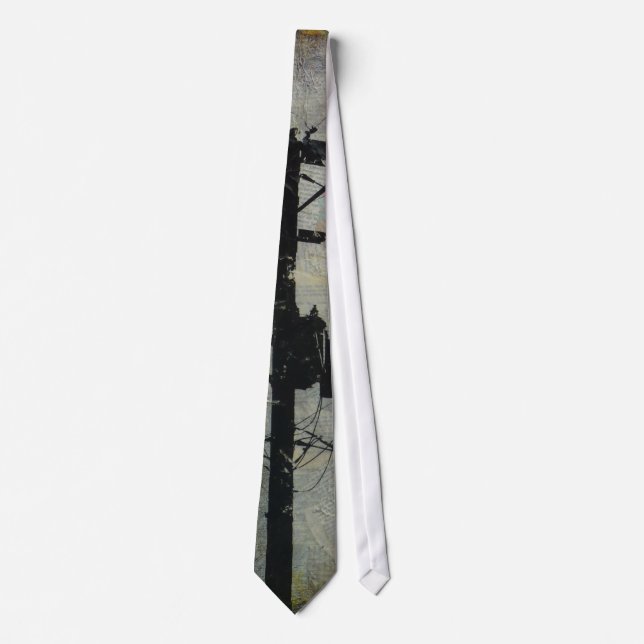 Utility Pole - Telephone Pole in taupe grey black Tie (Front)
