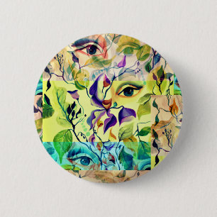 Utopian Psychedelic Surreal Eyes Design 2 Inch Round Button