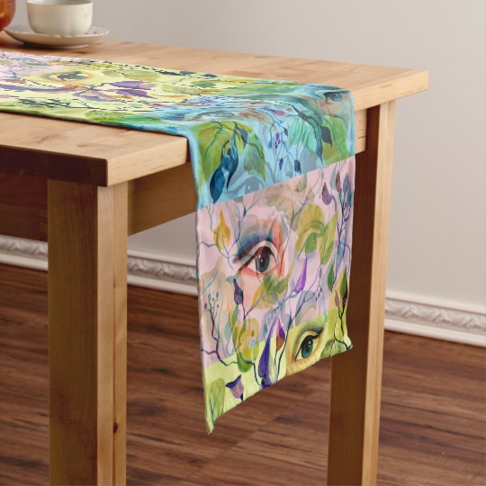 Utopian Psychedelic Surreal Eyes Design Short Table Runner