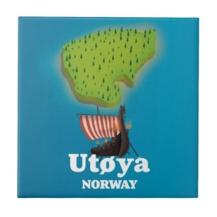 Utøya Norway travel poster Tile