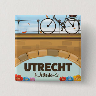 Utrecht Netherlands vacation poster. 2 Inch Square Button