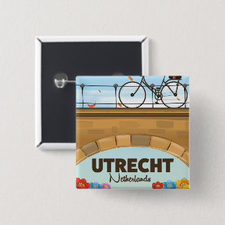 Utrecht Netherlands vacation poster. 2 Inch Square Button
