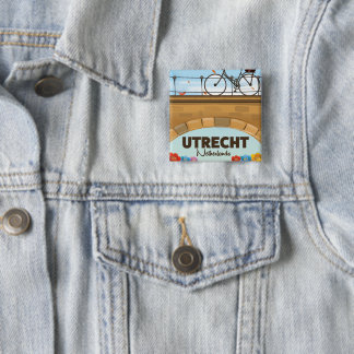 Utrecht Netherlands vacation poster. 2 Inch Square Button