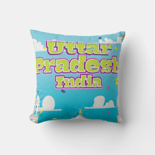 Uttar Pradesh Indian Travel poster. Throw Pillow