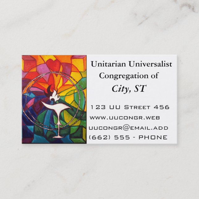 UU Flaming Chalice Customizable Business Cards (Front)