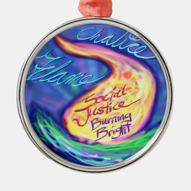 UU Flaming Chalice Metal Ornament (Front)