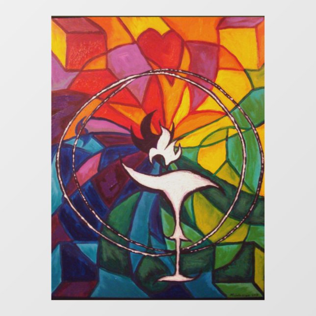 UU Flaming Chalice Stained Glass Window Cling (Sheet)