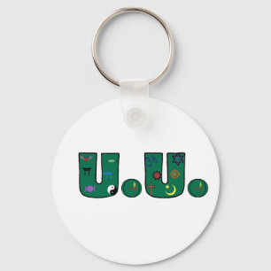 UU Green Religious Symbols Keychain