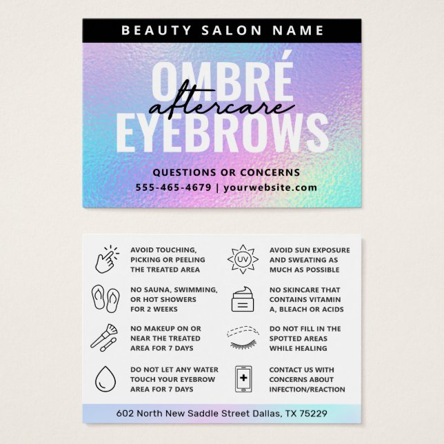 UV Gloss Holographic Ombre Powder Brows Aftercare (Front & Back)