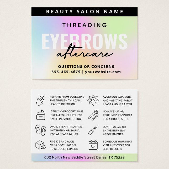 UV Gloss Rainbow Eyebrow Threading Aftercare (Devant & derrière)