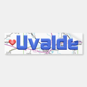 Uvalde TX Map Bumper Sticker