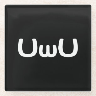 UwU Happy Anime Face Emoticon Glass Coaster