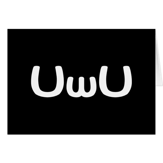 UwU Happy Anime Face Emoticon Greeting Card (Front Horizontal)