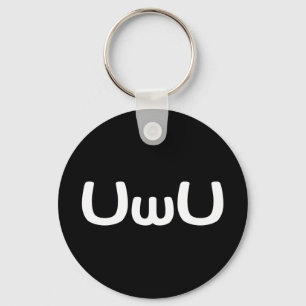 UwU Happy Anime Face Emoticon Keychain