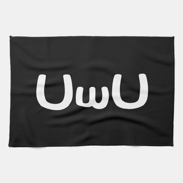 UwU Happy Anime Face Emoticon Kitchen Towel (Horizontal)