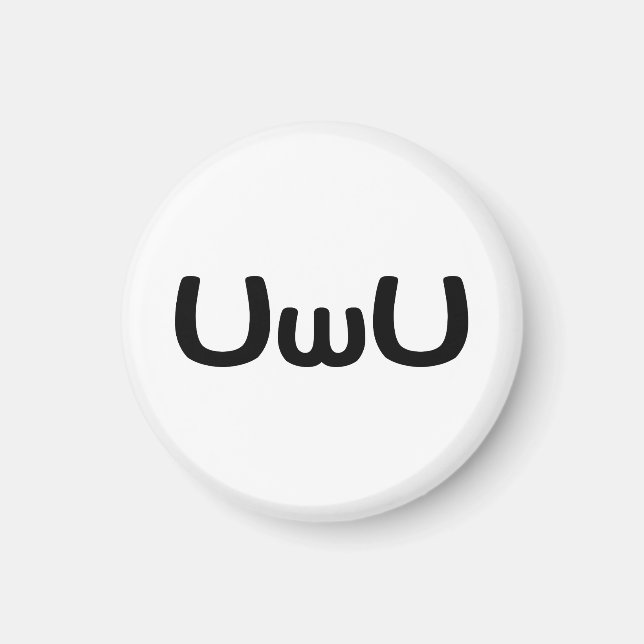 UwU Happy Anime Face Emoticon Magnet (Front)