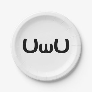 UwU Happy Anime Face Emoticon Paper Plate