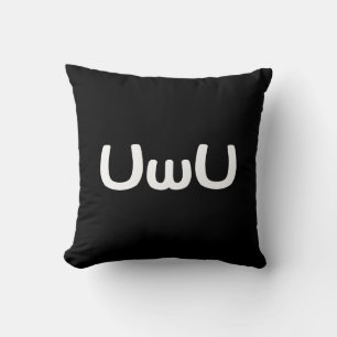 UwU Happy Anime Face Emoticon Throw Pillow