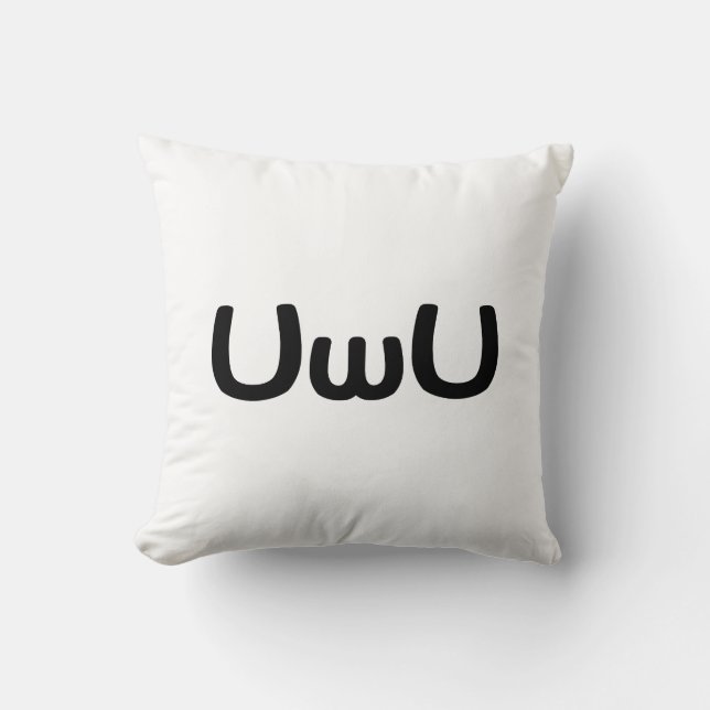 UwU Happy Anime Face Emoticon Throw Pillow (Front)