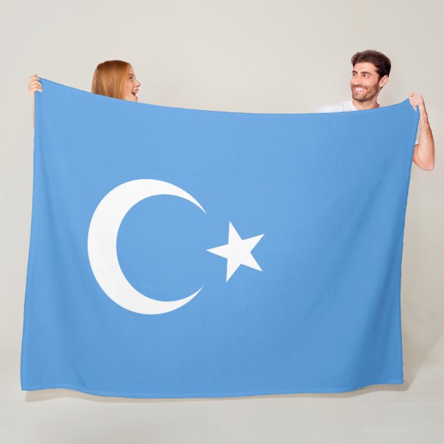 Uyghur Flag of East Turkistan (Uyghuristan) Fleece Blanket (In Situ)