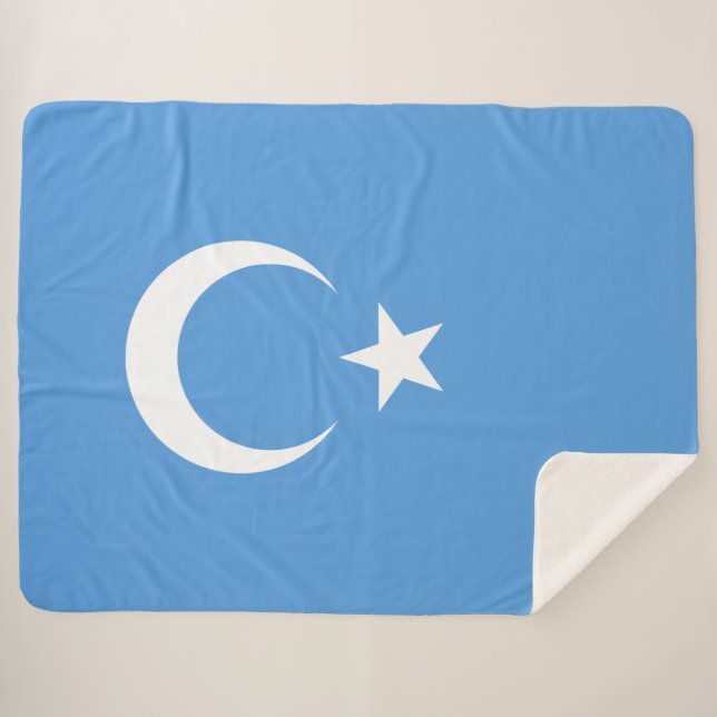 Uyghur Flag of East Turkistan (Uyghuristan) Sherpa Blanket (Front (Horizontal))