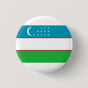 Uzbek Flag, Flag of Uzbekistan 1 Inch Round Button