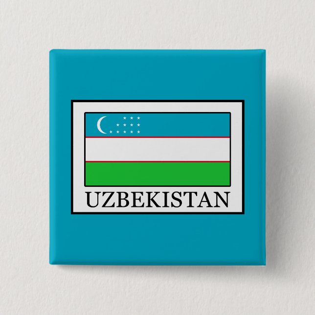Uzbekistan 2 Inch Square Button (Front)