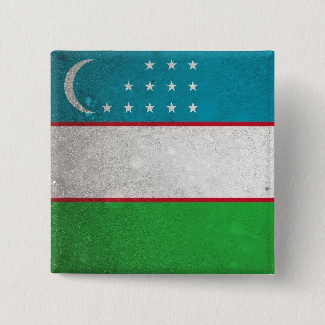 Uzbekistan 2 Inch Square Button (Front)