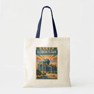 Uzbekistan Camel Illustration Travel Art Vintage Tote Bag