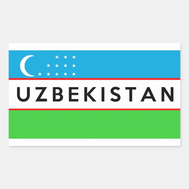 uzbekistan country flag symbol name text sticker (Front)