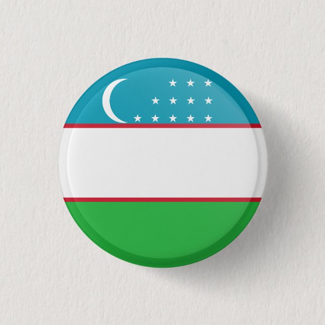 Uzbekistan Flag 1 Inch Round Button (Front)