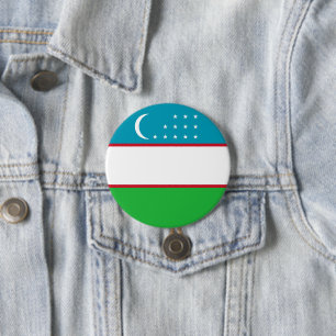 Uzbekistan flag 3 inch round button