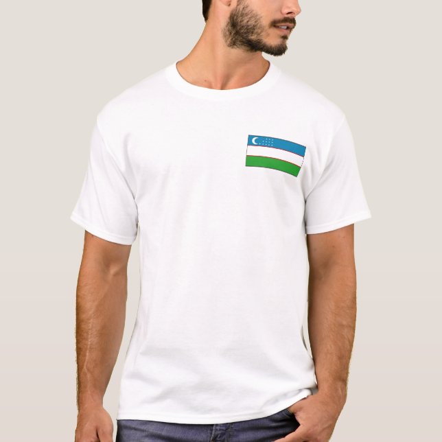 Uzbekistan Flag and Map T-Shirt (Front)