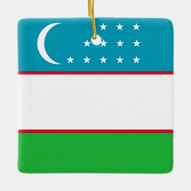 Uzbekistan Flag Ceramic Ornament (Front)