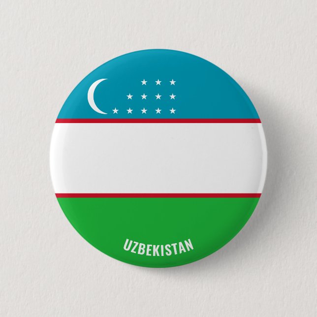 Uzbekistan Flag Charming Patriotic Button (Front)