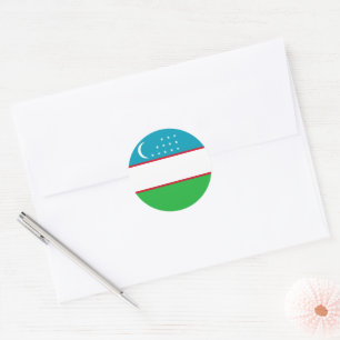 Uzbekistan flag classic round sticker