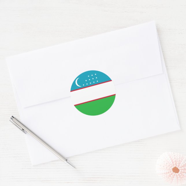 Uzbekistan flag classic round sticker (Envelope)