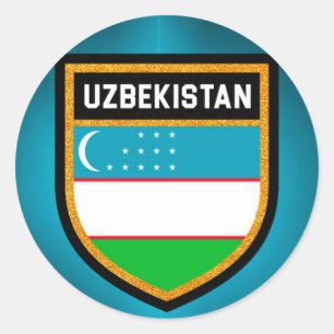 Uzbekistan Flag Classic Round Sticker
