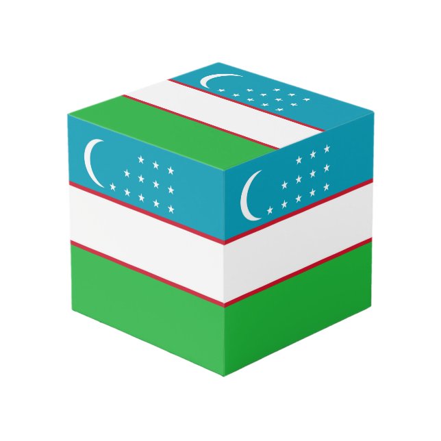 Uzbekistan flag cube (Front Angled)