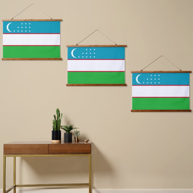 Uzbekistan flag hanging tapestry (Asymmetrical)