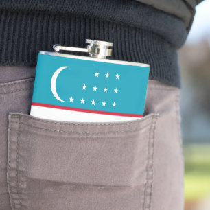 Uzbekistan flag hip flask