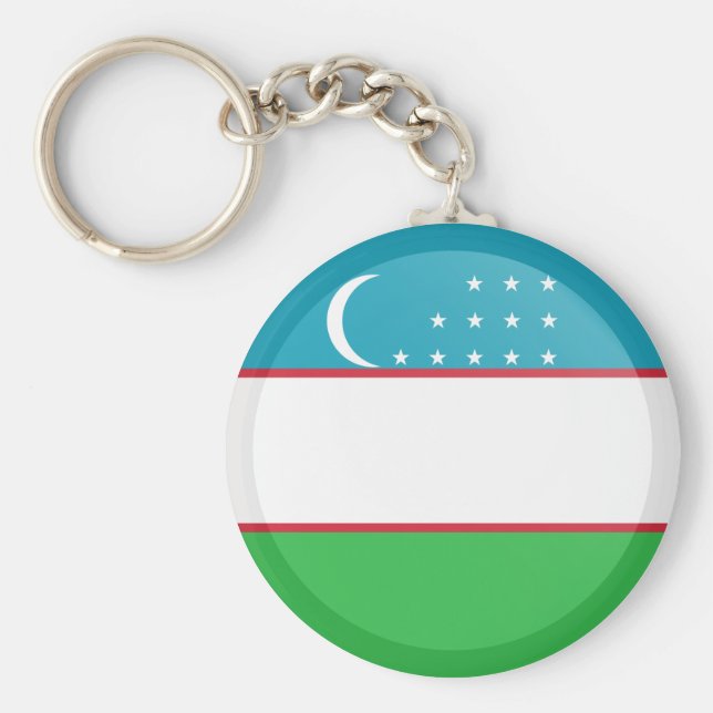 Uzbekistan Flag Keychain (Front)